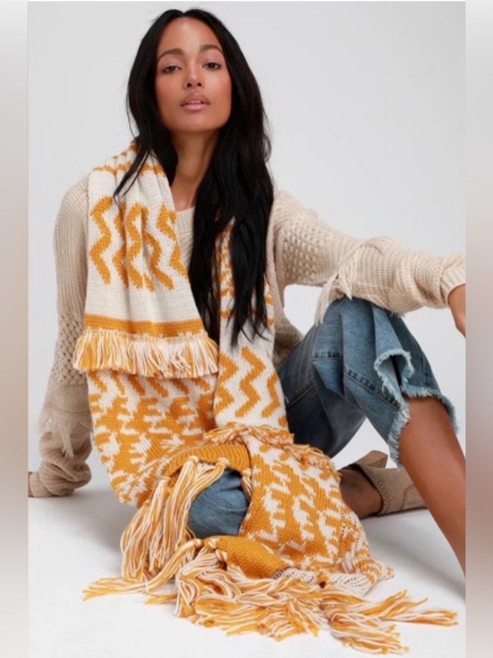 Free People Mile High Oversized Knit Scarf